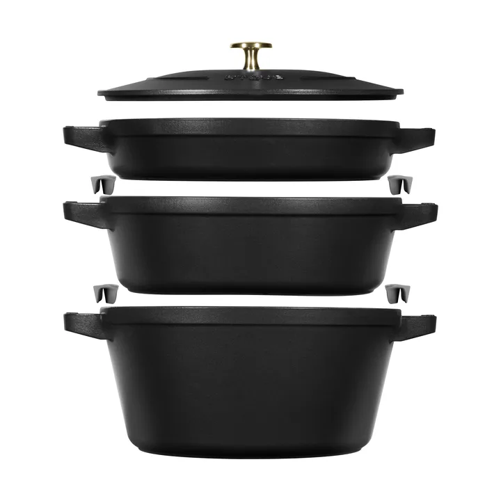 Set di pentole e padelle impilabili Staub 5 pezzi - Nero - STAUB