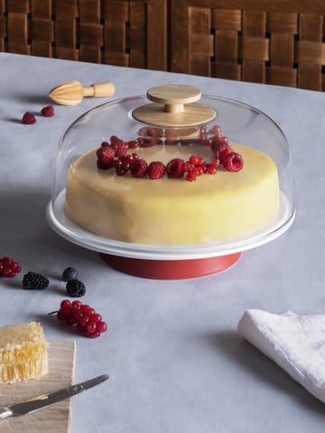 Piatto da torta "Mattina" con coperchio in vetro - Rosso - Alessi