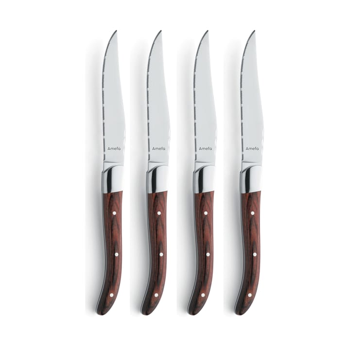 Coltello da bistecca Royal Steak set da 4 pezzi - Marrone in scatola di legno - Amefa