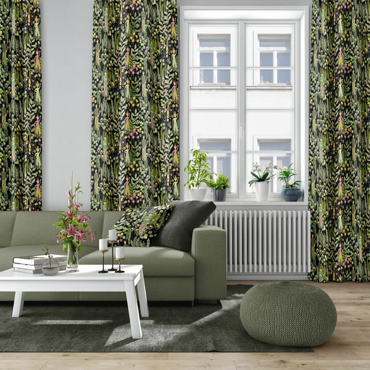 Fodera per cuscino Trädgård 47x47 cm, Nero-verde Arvidssons Textil