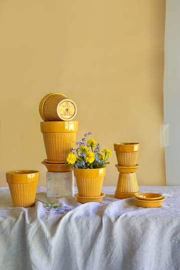 Vaso da fiori smaltato Simona, Ø 12 cm - Giallo - Bergs Potter