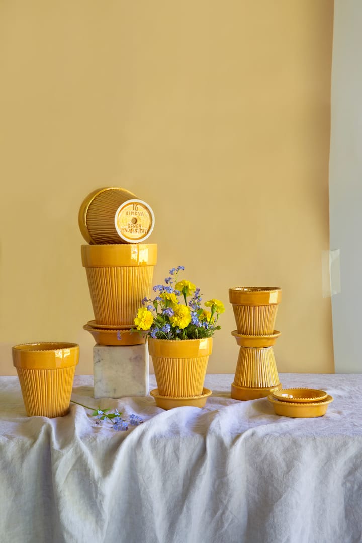 Vaso da fiori smaltato Simona, Ø 18 cm, Giallo Bergs Potter