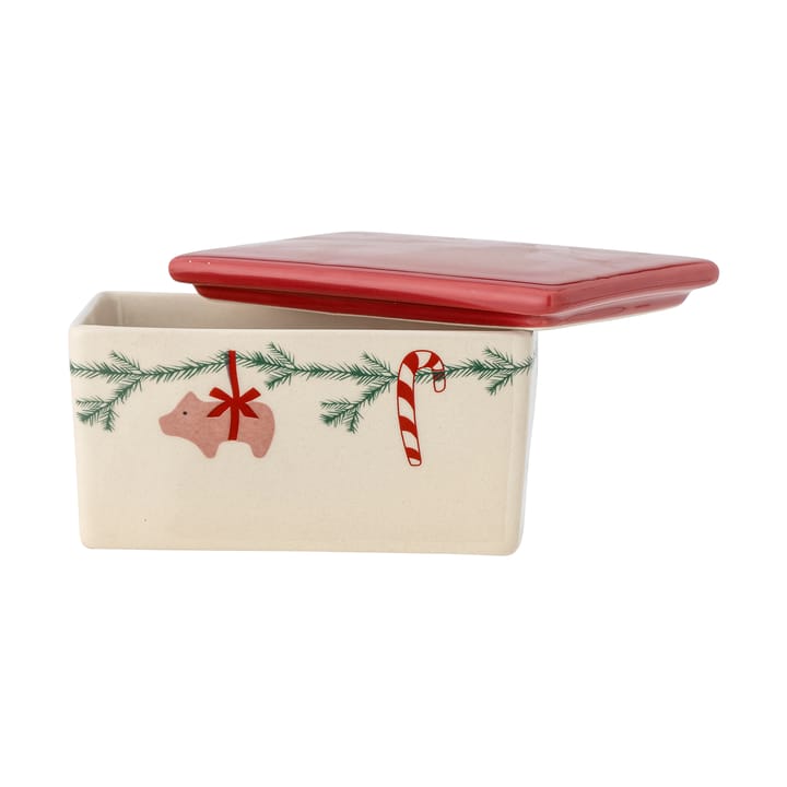 Contenitore per burro Yule 12,5x7 cm - Bianco-rosso - Bloomingville