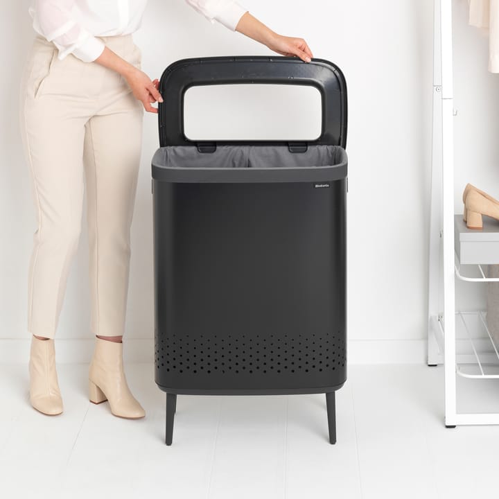 Cesto biancheria Bo alto 2x45 L, nero opaco Brabantia