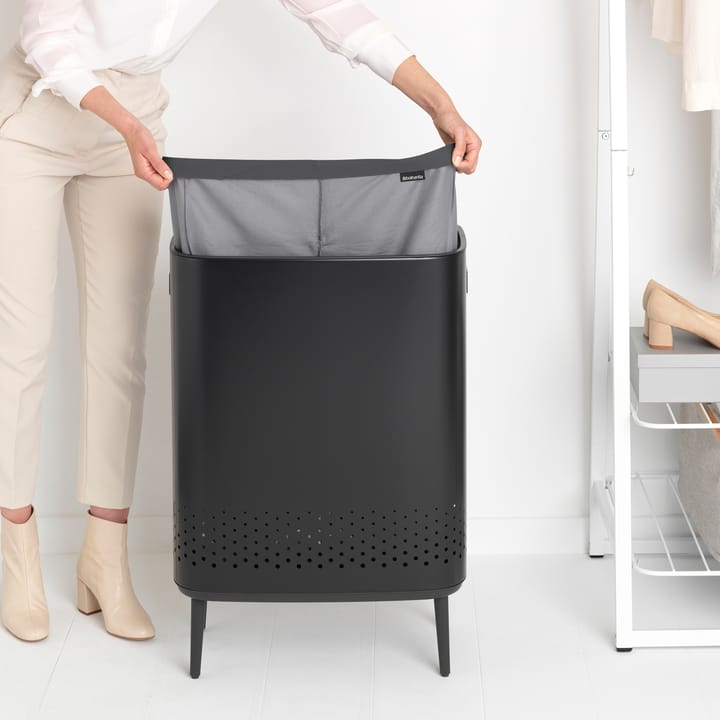 Cesto biancheria Bo alto 2x45 L, nero opaco Brabantia