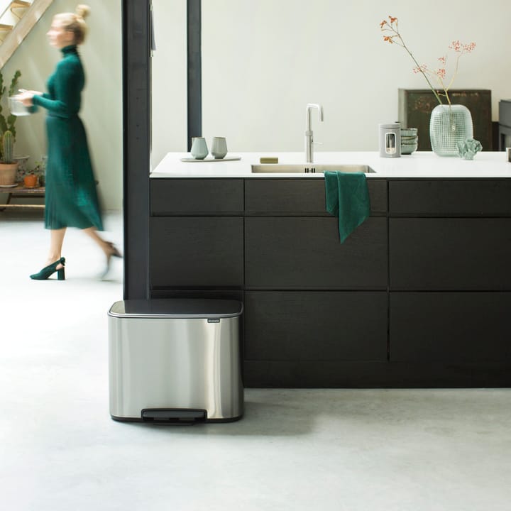 Pattumiera a pedale Bo 3+11 L, mineral steel FFP Brabantia