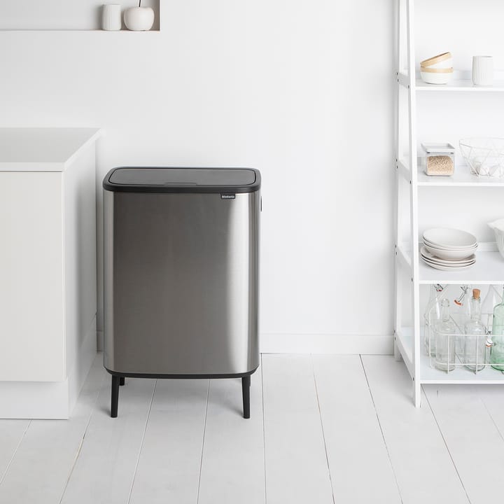 Pattumiera touch alta Bo 60 L, acciaio spazzolato opaco Brabantia