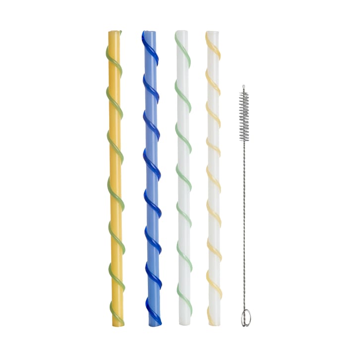 Cannucce lunghe Celebrate 20 cm 4 pezzi - Blu-bianco-giallo-verde - Byon