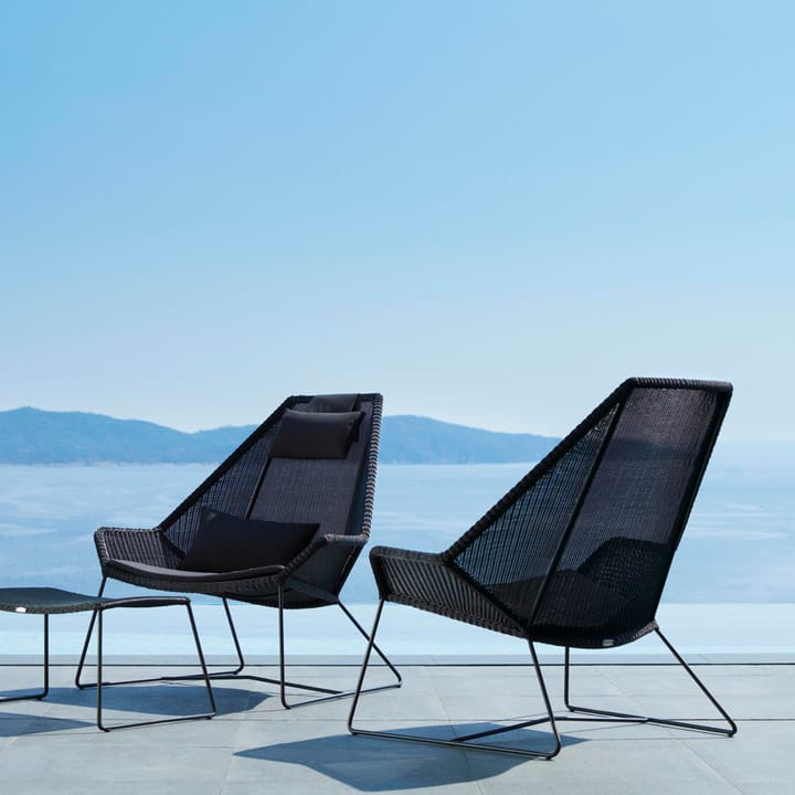 Poltrona lounge Breeze con schienale alto intrecciata, Nero Cane-line