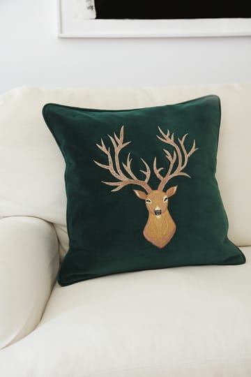 Fodera Embroidered Reindeer 50x50 cm - Verde - Chhatwal & Jonsson