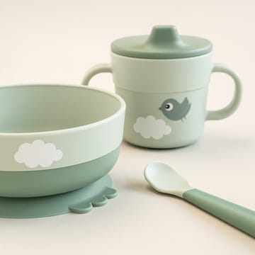 Set da pranzo prime pappe Happy Clouds foodie 3 pezzi - Verde - Done by deer