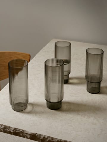 Bicchiere da long drink Ripple confezione da 4 - smoked grey - ferm LIVING