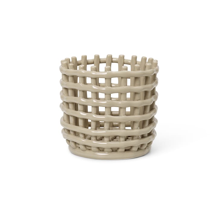 Cestino intrecciato in ceramica Ø 16 cm, cashmere ferm LIVING