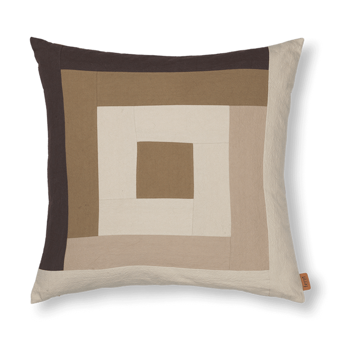 Copricuscino Border patchwork 50x50 cm - Coffee-dark sand - Ferm LIVING