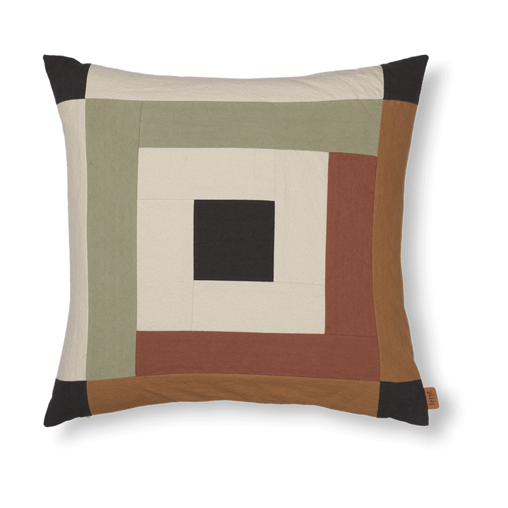 Copricuscino Border patchwork 50x50 cm - Dark sage-red brown - Ferm LIVING