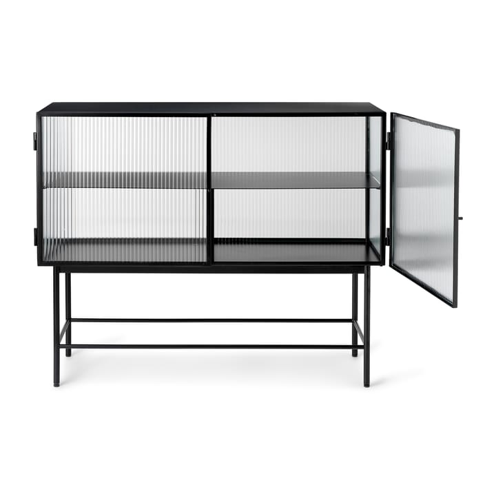 Credenza Haze, Nera, vetro ondulato ferm LIVING