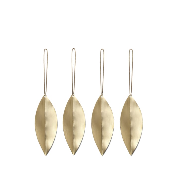 Ornamenti per l'albero di Natale Leaf Brass - Confezione da 4 - Ferm LIVING