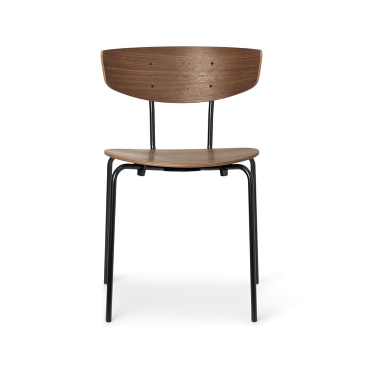 Sedia Herman, Walnut, supporto in acciaio nero ferm LIVING