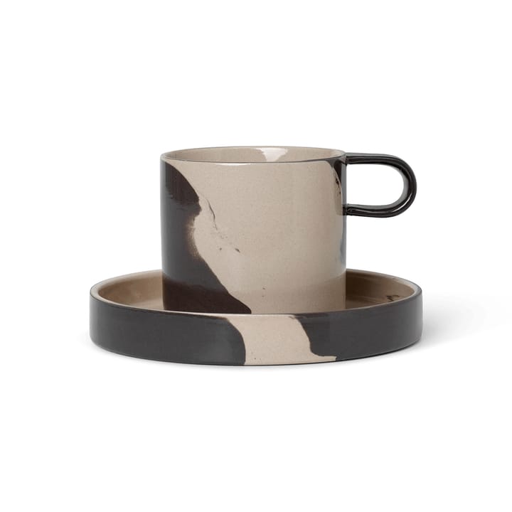 Tazzina con piattino Inlay, Sand-brown ferm LIVING