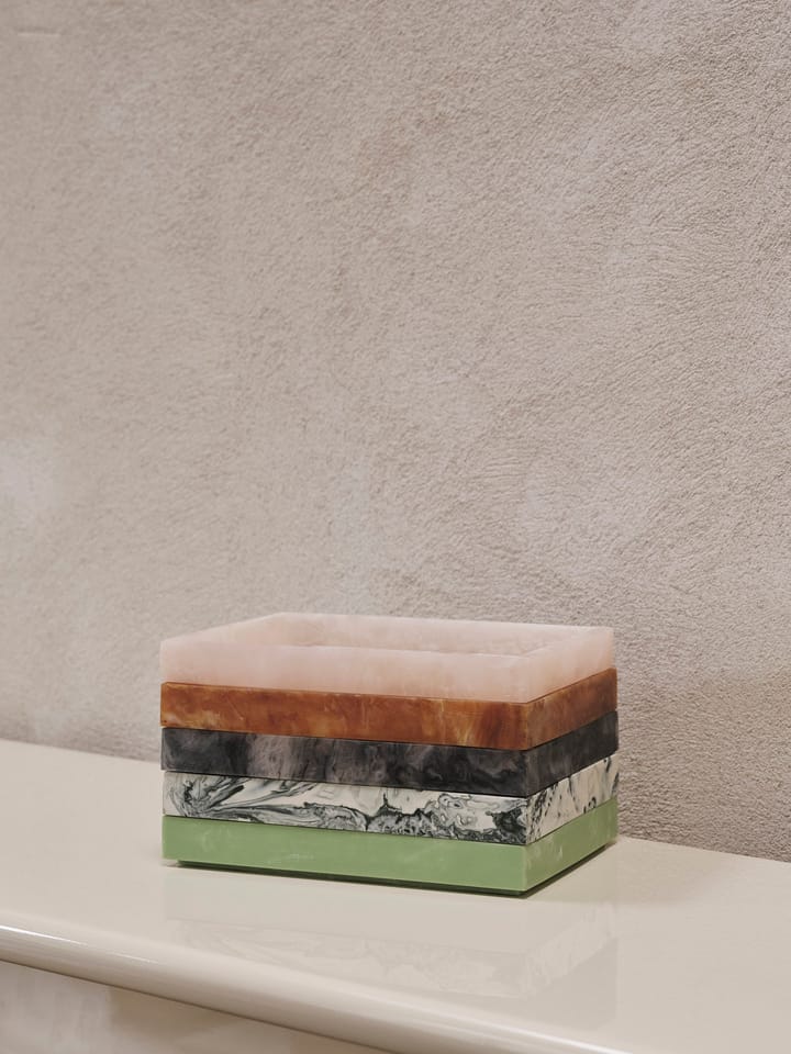 Vassoio decorativo Mist 15x20 cm - Emerald-off white - ferm LIVING