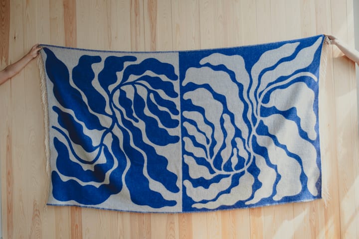 Plaid Leaves 130x220 cm, Blu-bianco Fine Little Day