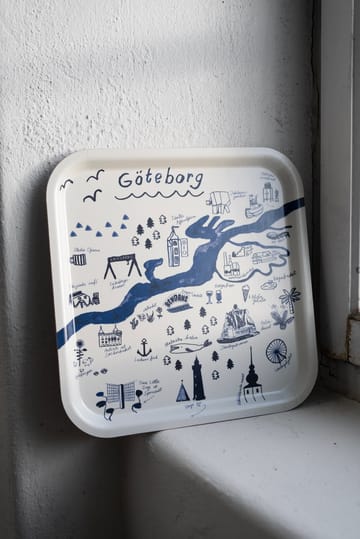 Vassoio Gothenburg 32x32 cm - Bianco, blu - Fine Little Day