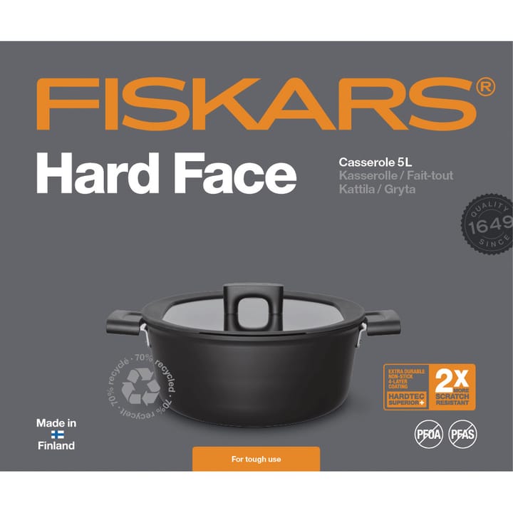 Casseruola con coperchio Hard Face , 5 L Fiskars