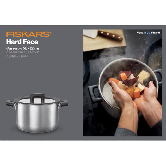 Casseruola in acciaio con coperchio Hard Face  - 5 L - Fiskars