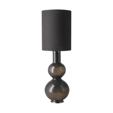 Lampada da tavolo Augusta con base grigia - Lino Negro L - Flavia Lamps