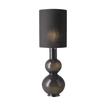 Lampada da tavolo Augusta con base grigia - Lino Negro L - Flavia Lamps