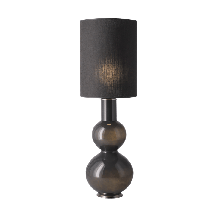 Lampada da tavolo Augusta con base grigia, Lino Negro L Flavia Lamps