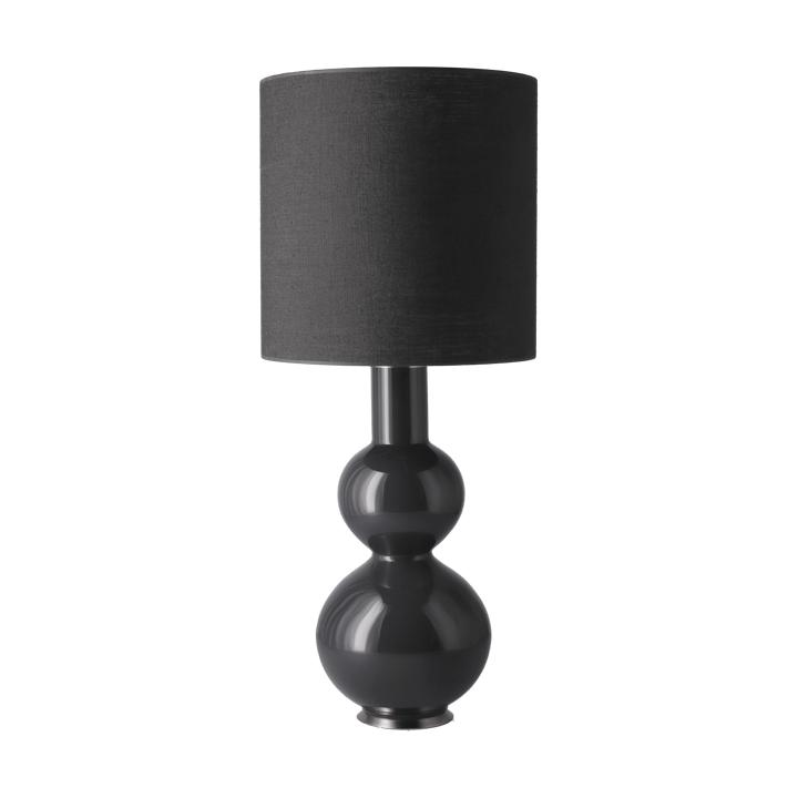 Lampada da tavolo Augusta con base grigia - Lino Negro M - Flavia Lamps