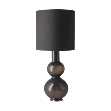 Lampada da tavolo Augusta con base grigia - Lino Negro M - Flavia Lamps