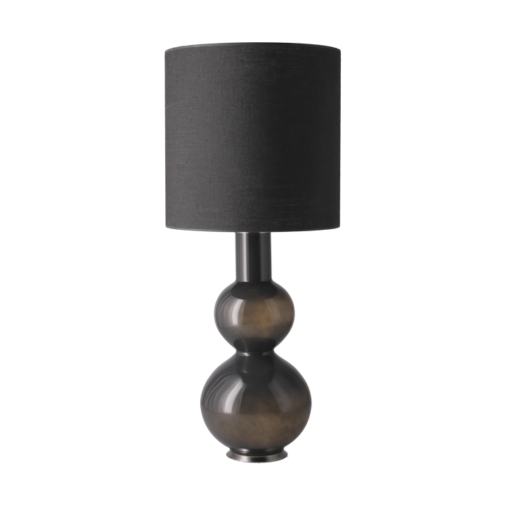 Lampada da tavolo Augusta con base grigia, Lino Negro M Flavia Lamps