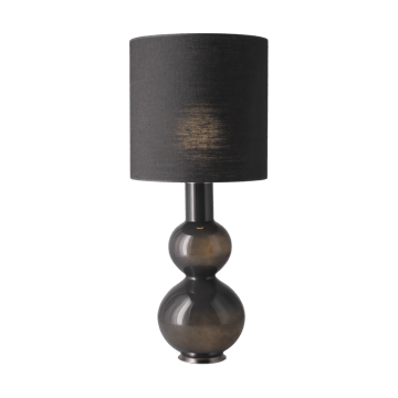 Lampada da tavolo Augusta con base grigia - Lino Negro M - Flavia Lamps