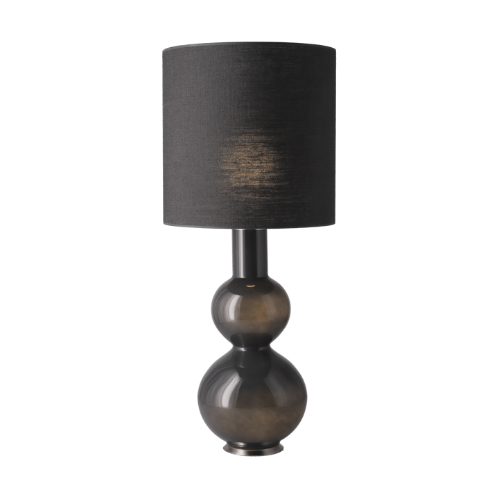 Lampada da tavolo Augusta con base grigia, Lino Negro M Flavia Lamps