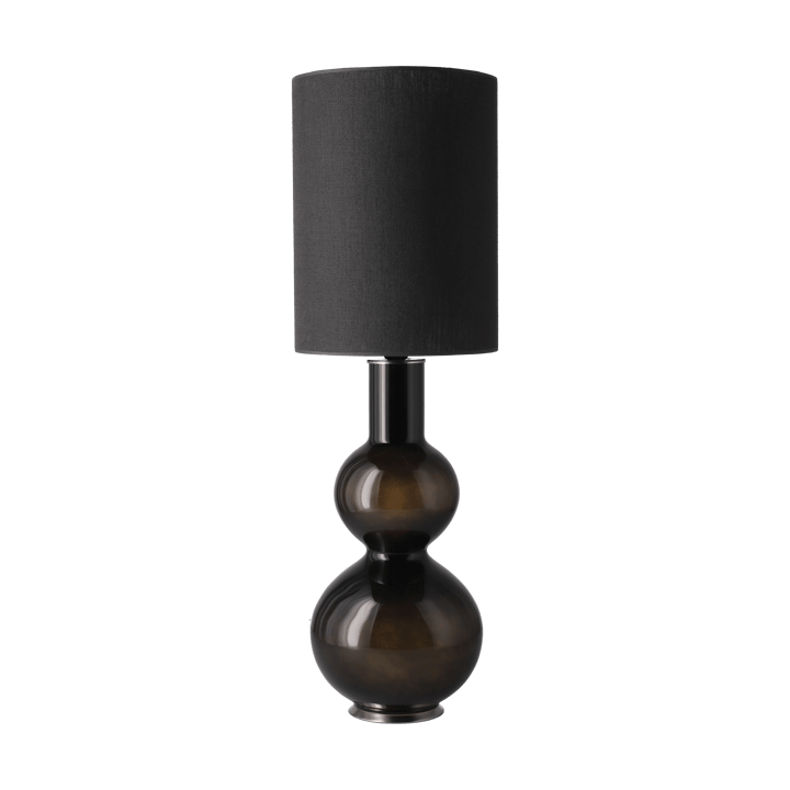 Lampada da tavolo Augusta con base nera, Lino Negro L Flavia Lamps