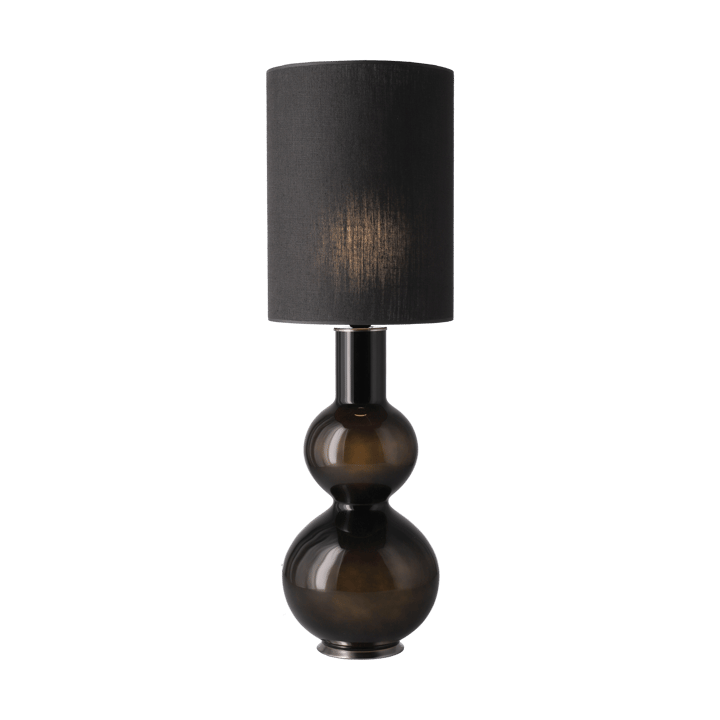 Lampada da tavolo Augusta con base nera, Lino Negro L Flavia Lamps