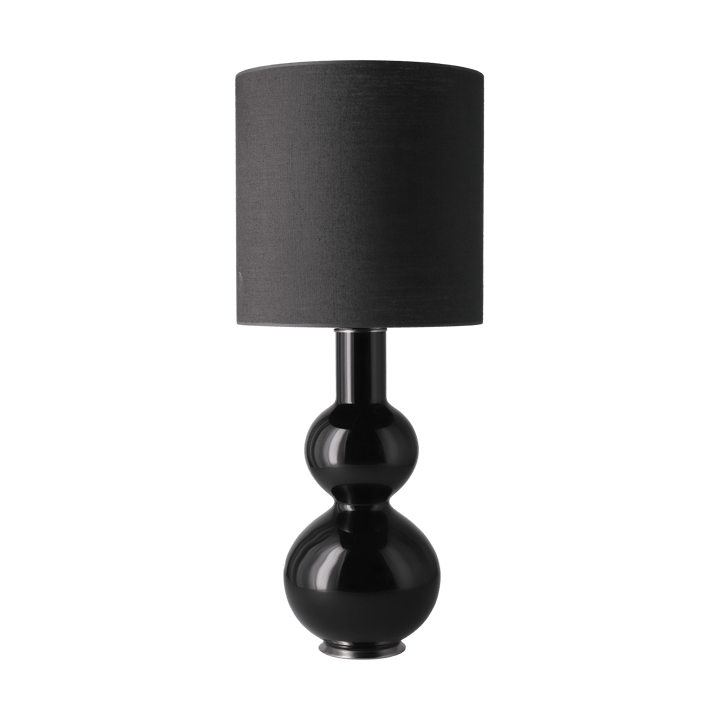 Lampada da tavolo Augusta con base nera - Lino Negro M - Flavia Lamps