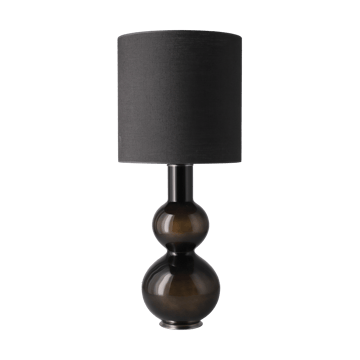 Lampada da tavolo Augusta con base nera - Lino Negro M - Flavia Lamps