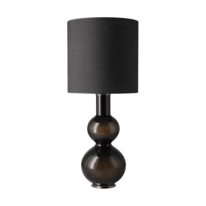 Lampada da tavolo Augusta con base nera, Lino Negro M Flavia Lamps