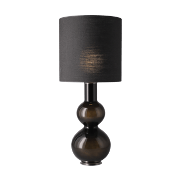 Lampada da tavolo Augusta con base nera - Lino Negro M - Flavia Lamps