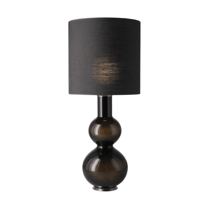 Lampada da tavolo Augusta con base nera, Lino Negro M Flavia Lamps