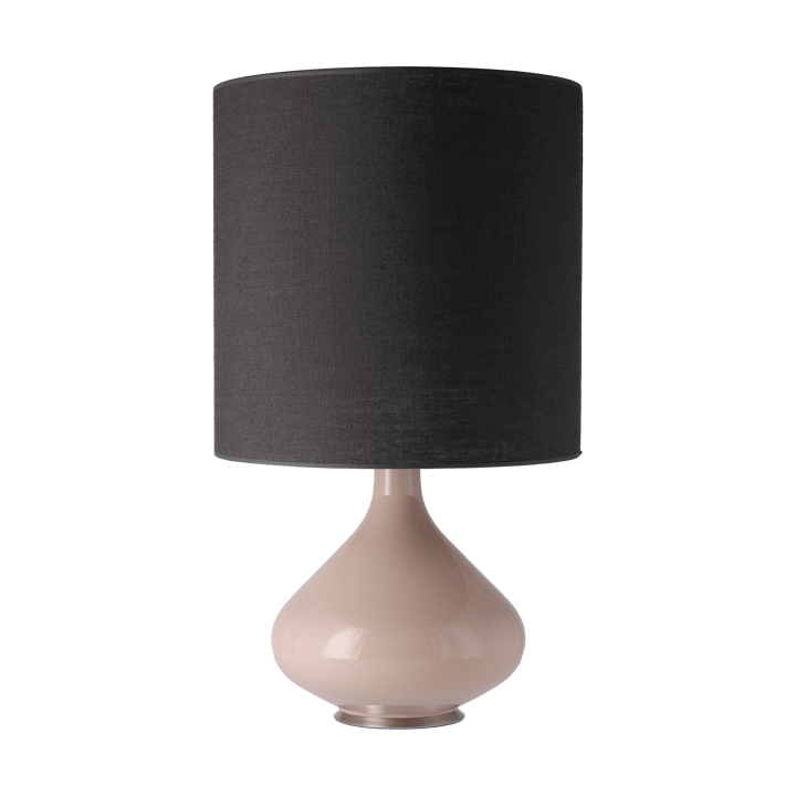 Lampada da tavolo Flavia con base beige - Lino Negro M - Flavia Lamps