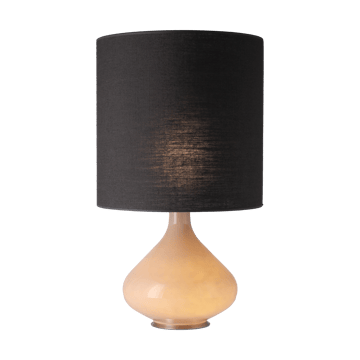 Lampada da tavolo Flavia con base beige - Lino Negro M - Flavia Lamps