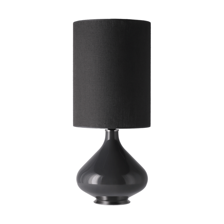 Lampada da tavolo Flavia con base grigia - Lino Negro L - Flavia Lamps