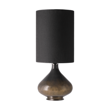 Lampada da tavolo Flavia con base grigia - Lino Negro L - Flavia Lamps