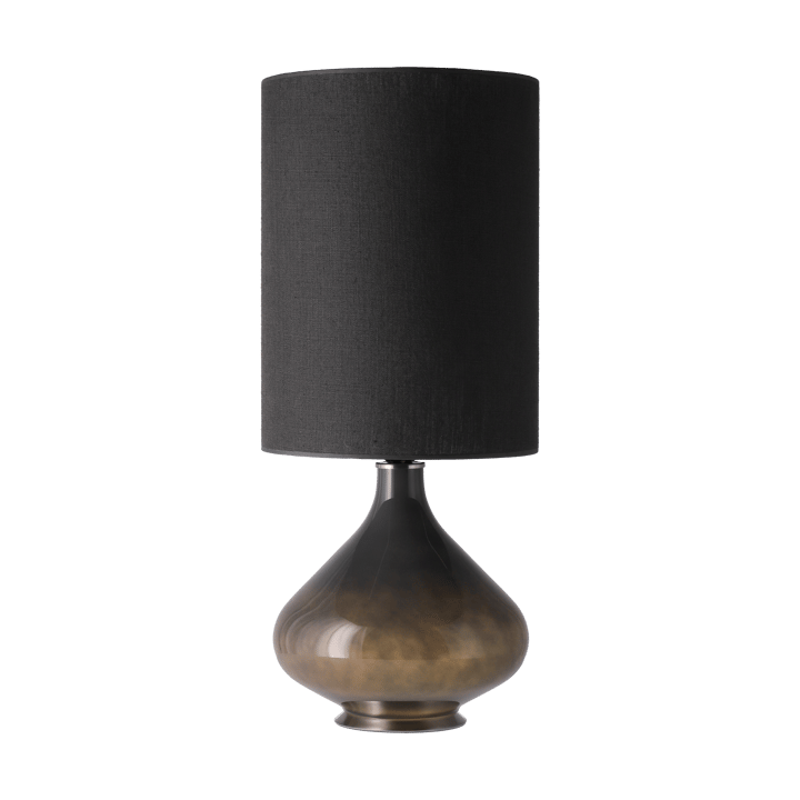 Lampada da tavolo Flavia con base grigia, Lino Negro L Flavia Lamps