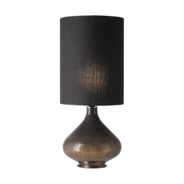 Lampada da tavolo Flavia con base grigia - Lino Negro L - Flavia Lamps