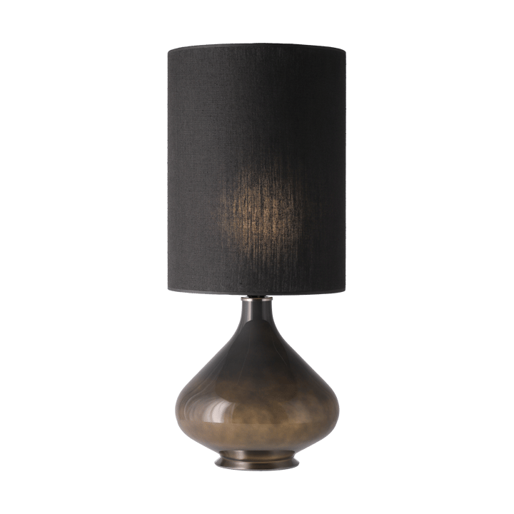 Lampada da tavolo Flavia con base grigia, Lino Negro L Flavia Lamps